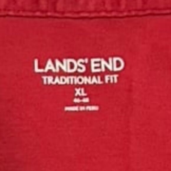 Lands' End Traditional Fit Red Long Sleeve Polo Shirt - Picture 3 of 4